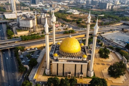 An overhead picture of the National Mosque, Abuja